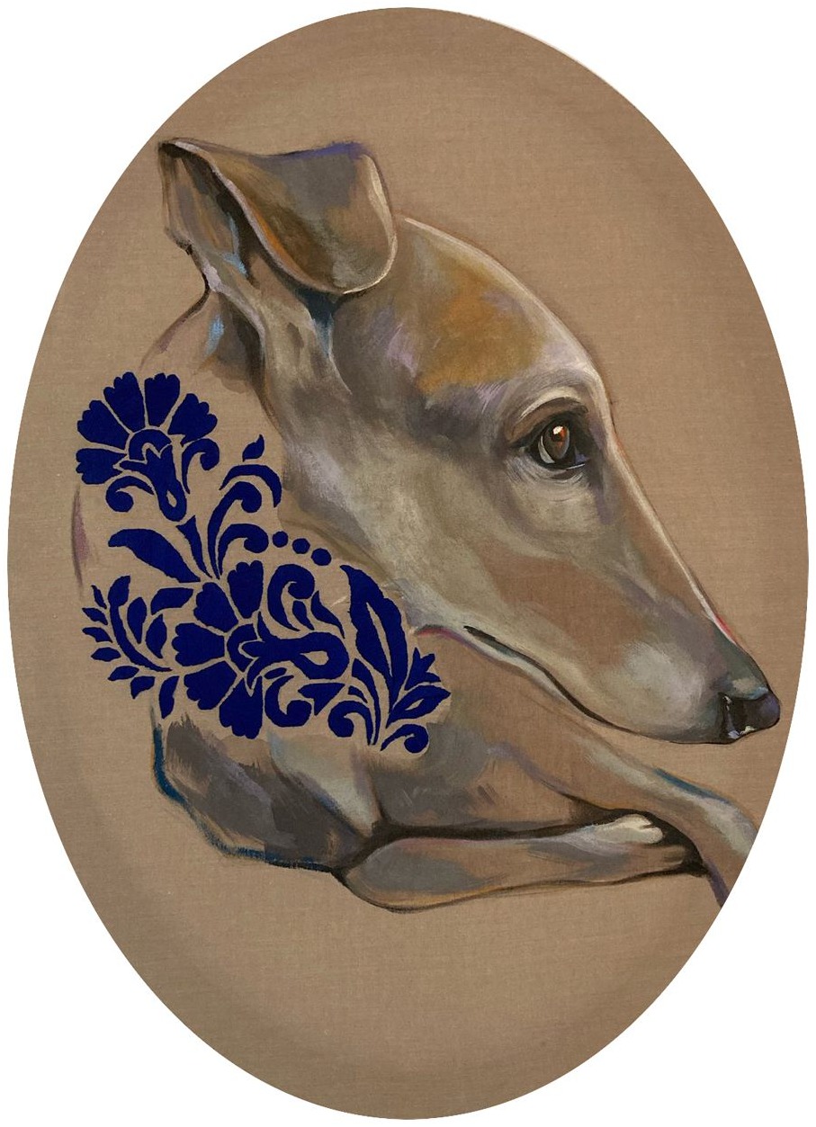Galgo con collar bordado